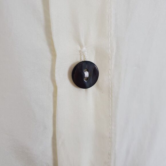 CP Shades Top Small White Silk Flowy Lagenlook Button Front Minimalist Boho - Picture 7 of 10